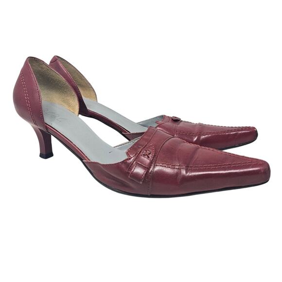 Vintage Y2K BCBG 8.5 Pink Dorsay Kitten Heel Leather Pointed Toe Glam - Picture 1 of 6